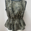 Shirred waist leopard print top size L