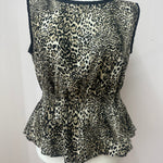 Shirred waist leopard print top size L