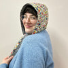 Reversible Quilted Hood - blue gingham/fairy floral