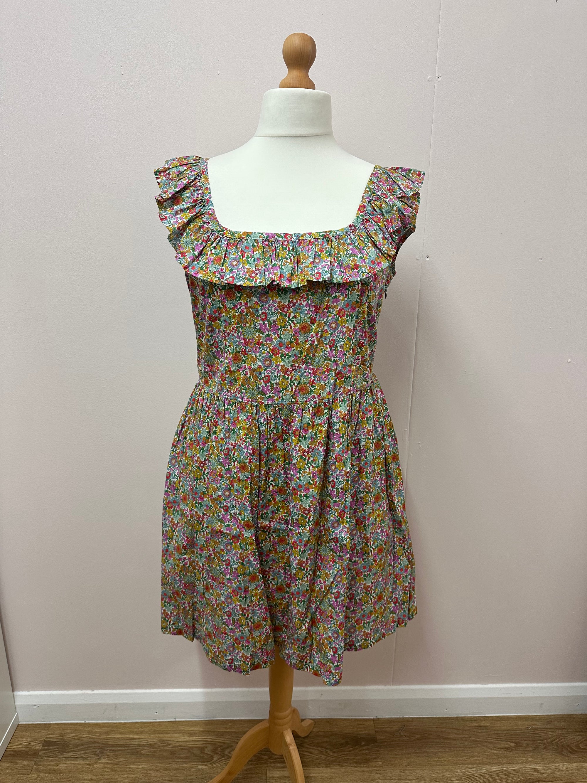 Liberty fabric frill dress size L (18/20)