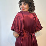 Burgundy Satin Goddess Dress size L