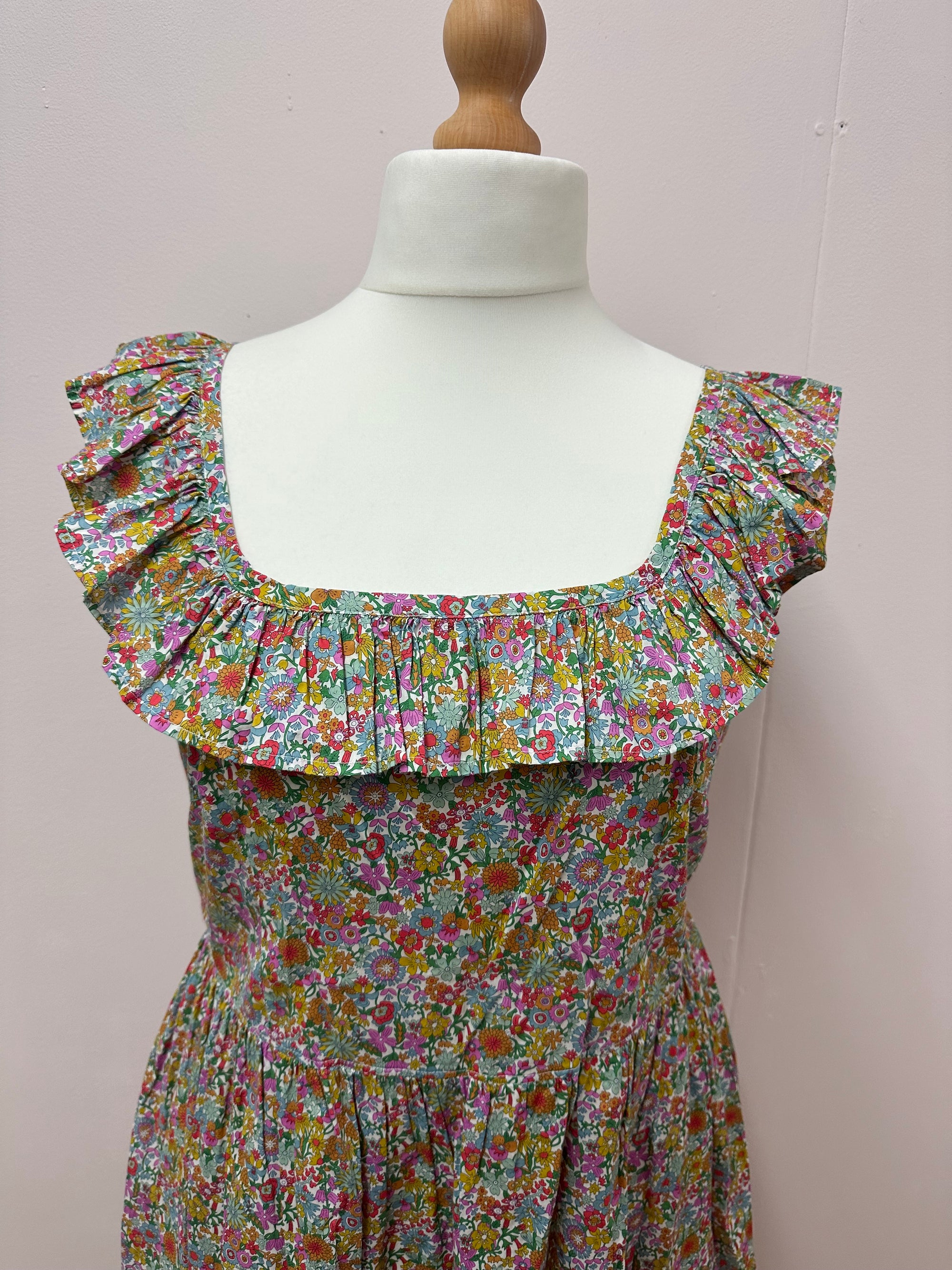 Liberty fabric frill dress size L (18/20)
