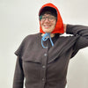 Rain Hood: Red Waxed Cotton