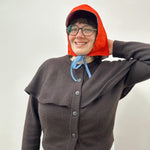 Rain Hood: Red Waxed Cotton