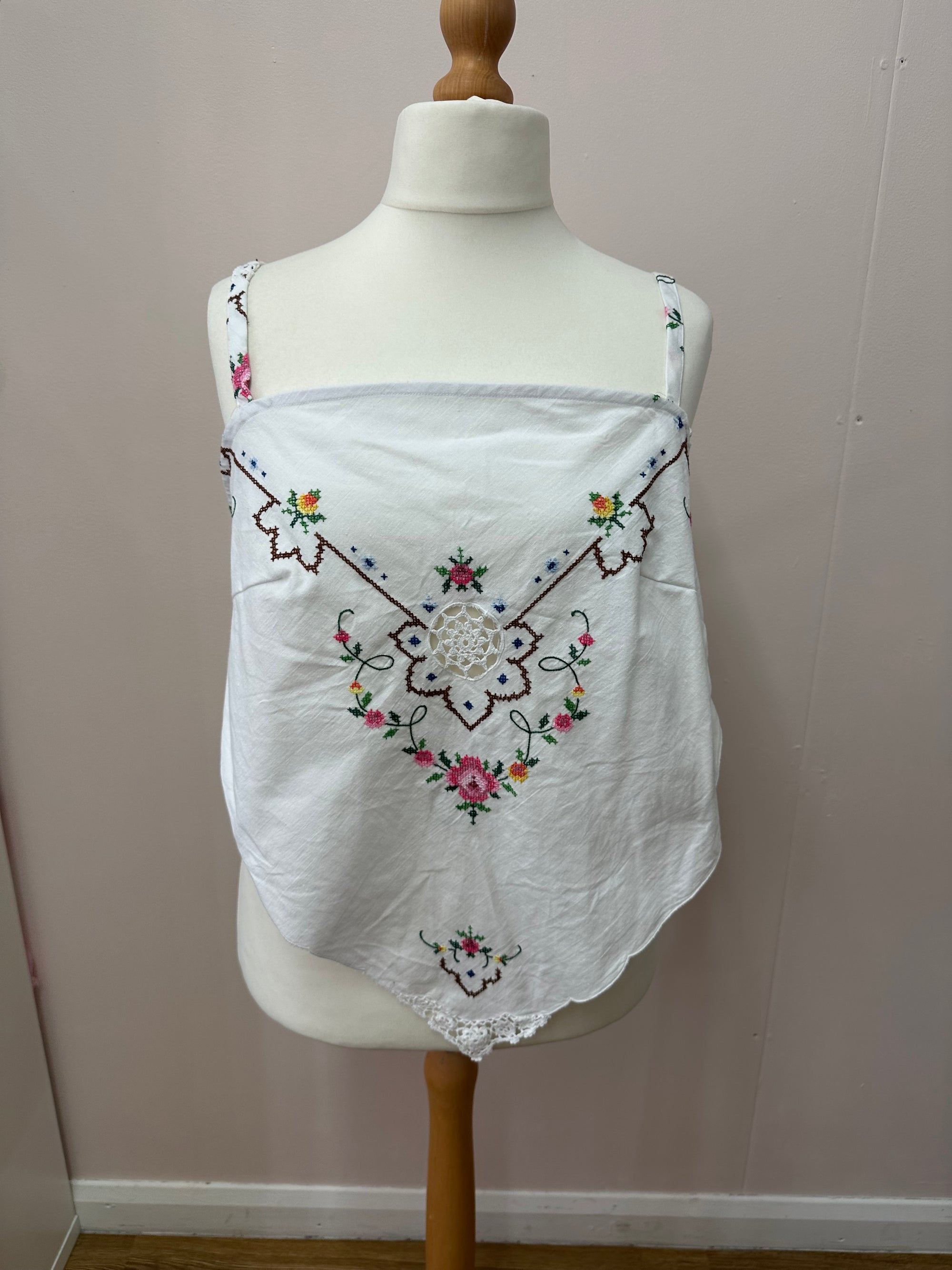 Upcycled tablecloth cami size XL