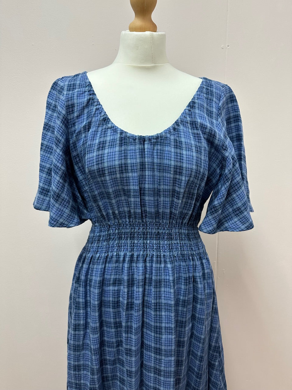 Linen check garden dress size S 10/12 (ready to ship)