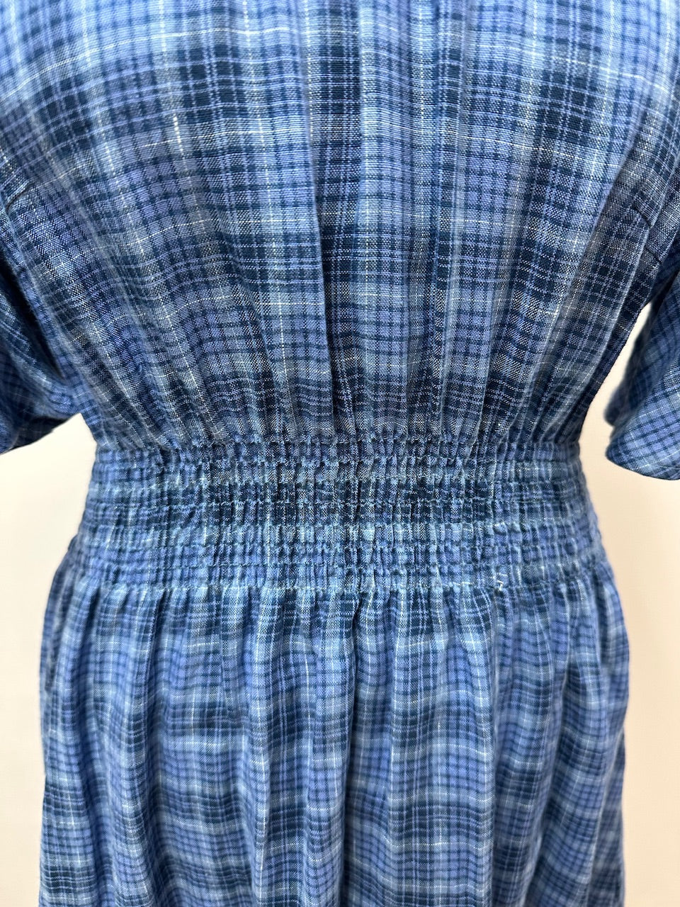 Linen check garden dress size S 10/12 (ready to ship)