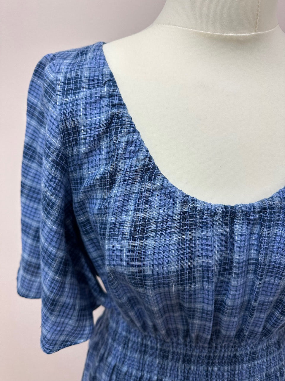 Linen check garden dress size S 10/12 (ready to ship)