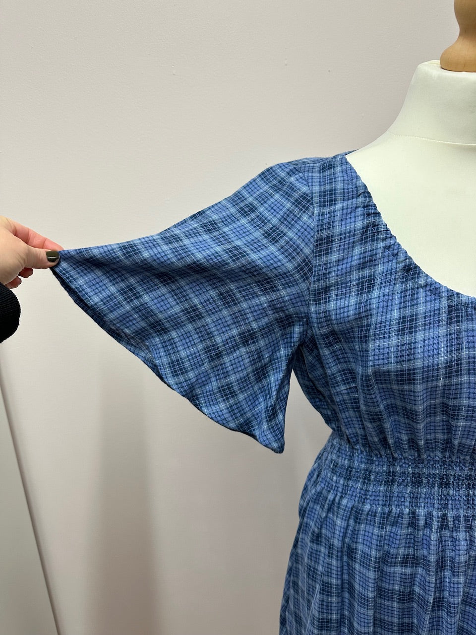 Linen check garden dress size S 10/12 (ready to ship)