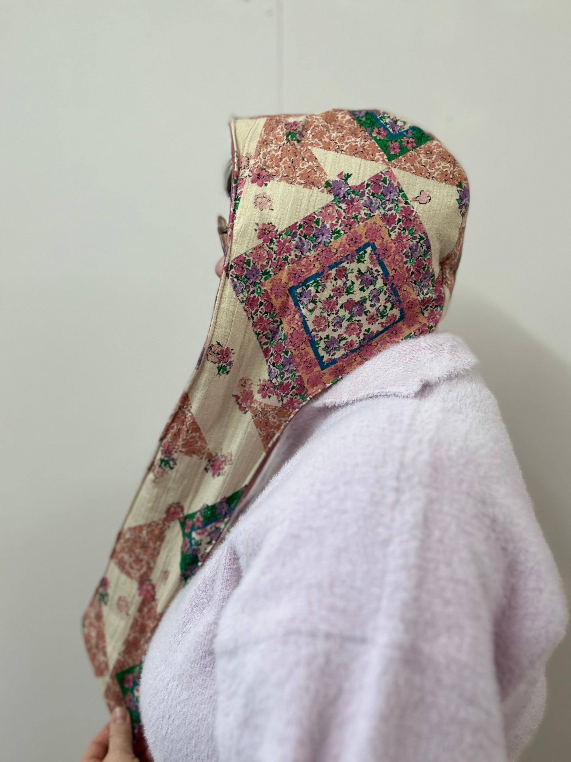 Reversible Quilted Hood - pink/multi
