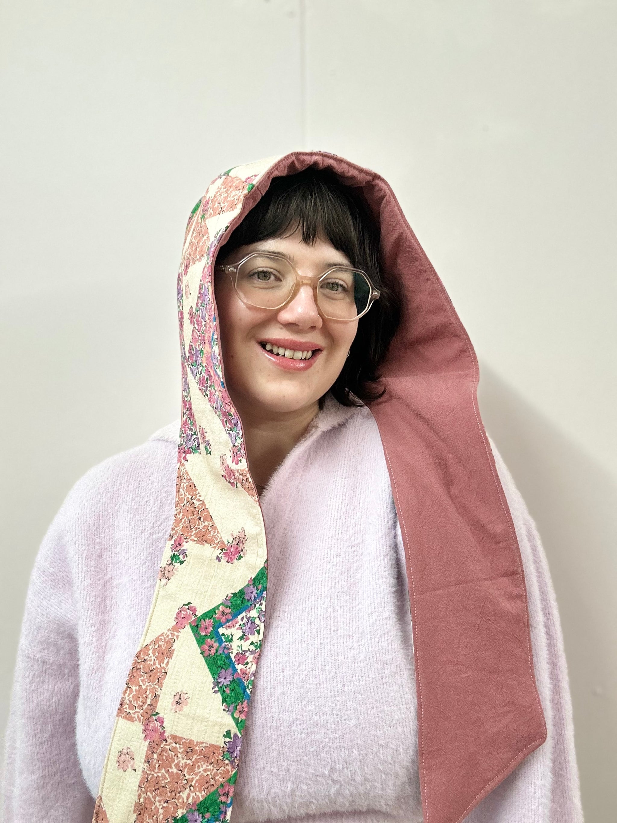 Reversible Quilted Hood - pink/multi