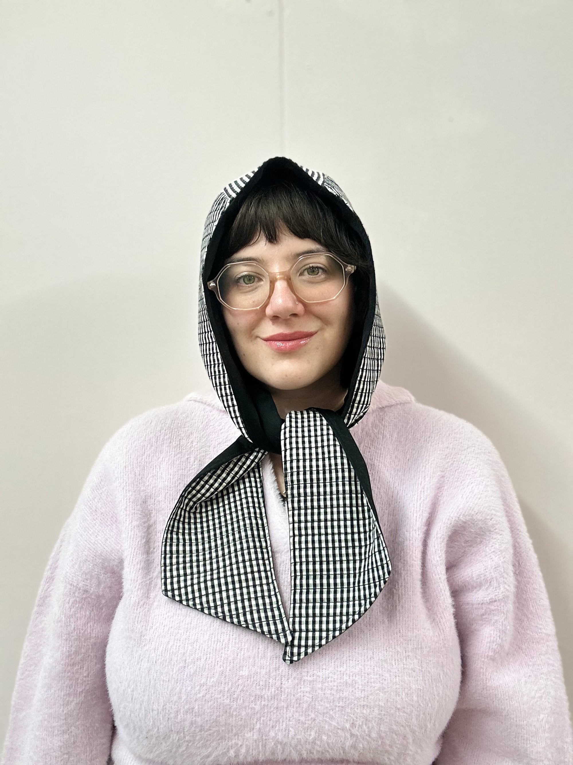 Reversible Quilted Hood - black/gingham