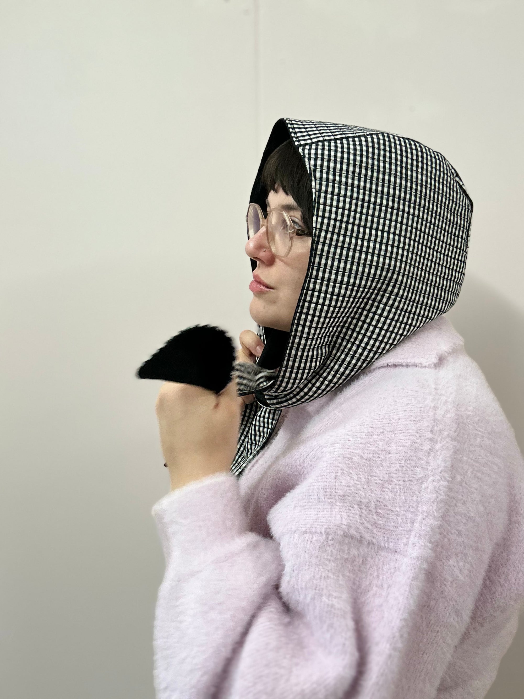 Reversible Quilted Hood - black/gingham