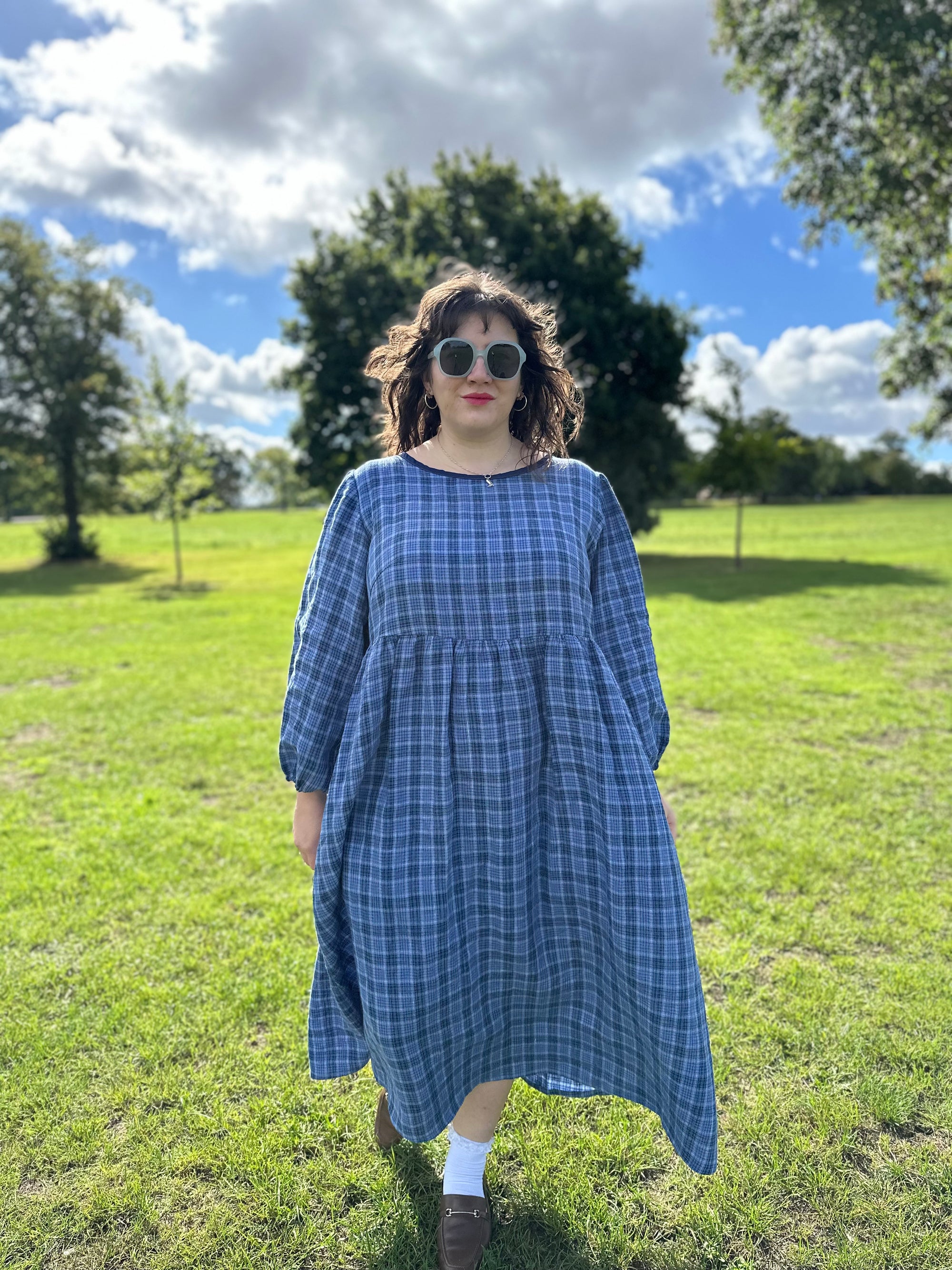 Check linen dream dress size XS 6/8 (ready to ship)