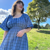Linen check garden dress size S 10/12 (ready to ship)